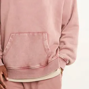 Vente en gros de sweats à capuche vintage en coton délavé à l'acide, effet usé, séchage rapide, respirants, prix usine - Product Image 6