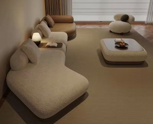 Juego de Sofás Modulares Minimalistas Italianos, Sofá Curvo Tapizado en Tela, Muebles para Sala de Estar y Villa - Product Image 3