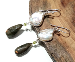 Bohemian Style Natural Gemstone Dangle Drop <b>Earrings</b> Solid 925 Sterling <b>Silver</b> Handmade Jewelry Third Party Certified Wholesale - Product Image 5