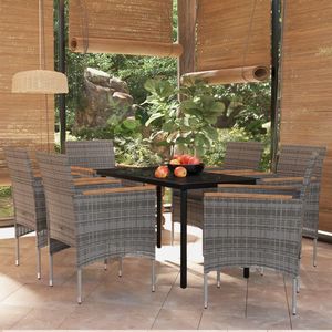 <b>Grey</b> Rattan Garden Dining Set 6 Seater Weather Resistant Outdoor Furniture Contemporary Style Steel <b>Frame</b> - Product Image 1