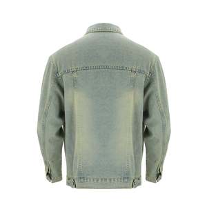 เสื้อแจ็คเก็ตเดนิมสีฟ้าอ่อนแบบคลาสสิกสำหรับผู้ชาย ปกแหลม ปิดด้วยซิป เหมาะสำหรับฤดูหนาว ผลิตจากผ้าฝ้าย 100% เป็นมิตรต่อสิ่งแวดล้อม ระบายอากาศได้ดี - Product Image 3
