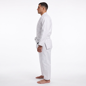 Kimono de Jiu-Jitsu traditionnel en coton lourd unisexe blanc - Product Image 3
