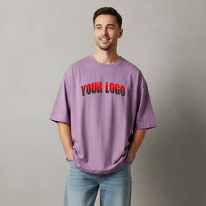 T-shirts Homme Oversize Couleur Violet Clair 2026 – Design Personnalisé, Épaules Tombantes, Coupe Ample et Respirante - Product Image 5