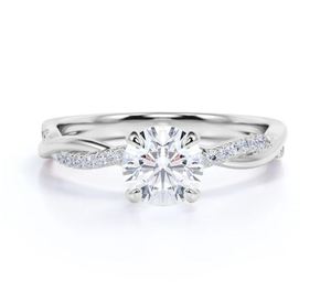 แหวนหมั้นมอสซาไนต์ทรงกลม 1.25 กะรัต ดีไซน์อินฟินิตี้ ชุบทอง แหวนสัญญาอินฟินิตี้ แหวนเจ้าสาวมินิมอล แหวนดีไซน์ไม่ซ้ำใคร - Product Image 1