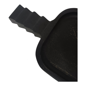 Poignée unique Vente en gros OEM ODM Plateau de service rectangulaire en bois de manguier en vrac Fabriqué à la main Pièce maîtresse décorative de vacances en noir blanc - Product Image 4