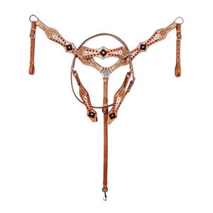 Equipo de Equitación de Cuero Genuino con Cuentas Multicolores, Collarín y Pechera Ligeros de Estilo Occidental para Montar a Caballo en Temporada - Product Image 5