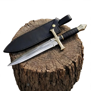Cuchillo con Punta de Lanza Medieval con Funda de Cuero, Hoja de Acero Inoxidable, Empuñadura Envuelta en Cuero - Product Image 6