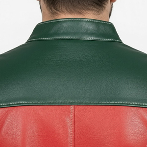 Veste en cuir pour homme, style streetwear, design à panneaux, poignets ajustables, fermeture éclair intégrale, poches latérales, respirante, personnalisable - Product Image 5