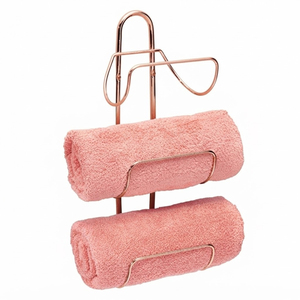 Modern Rose Gold Wall Mount Towel Rack 3-Tier Metal Rolled Towel Holder for Bathroom Space-Saving Towels Storage Organizer - Product Image 1