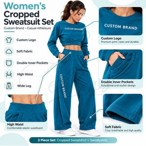 Conjuntos Deportivos Femeninos de 2 Piezas con Logotipo Personalizado, Venta al Por Mayor, Ropa Deportiva de Invierno para Entrenamiento y Jogging, Conjuntos Deportivos Personalizados para Mujer - Product Image 4