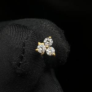 Modern Trinity Lab Grown Diamond <b>Piercing</b> Stud In 14K <b>Gold</b> For <b>Tragus</b> Helix Conch And Rook - Product Image 3
