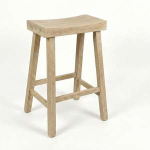 Tabouret de bar haut en bois d'hévéa massif, rond, moderne, minimaliste, mobilier de maison durable et léger - Product Image 1