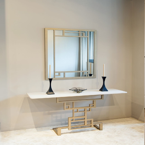 Table console romantique en forme de cœur, finition dorée, avec plateau en faux marbre noir élégant, disponible à prix de gros. - Product Image 3
