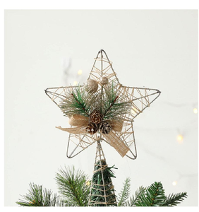 Décorations de Noël en métal plaqué or en forme d'étoile pour le sommet de l'arbre, design moderne, prix de gros, à prix réduit - Product Image 1