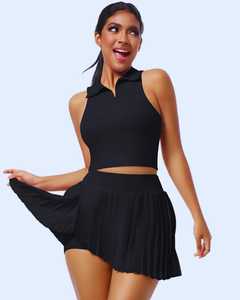 Nuevo Conjunto de Uniforme de Tenis para Mujer, Cuello en V, Sin Mangas, Transpirable, de Secado Rápido, Sin Costuras, Ecológico, Tela de Spandex/Algodón, Personalizable - Product Image 6