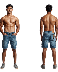 Shorts en jean pour homme, style utilitaire, coupe tendance - Product Image 3