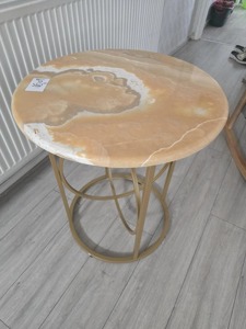 Table basse en marbre de qualité supérieure avec base en métal doré, meubles contemporains pour salon, table d'appoint décorative - Product Image 3