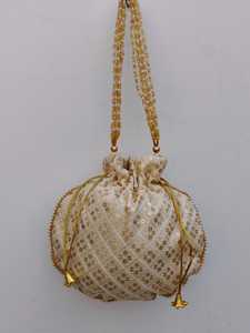 Low Price Embroidered <b>Potli</b> <b>Bag</b> for Women with Decorative Beadwork and Drawstring Closure for Weddings Festivals Parties - Product Image 6