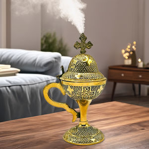 Encensoir en laiton orthodoxe grec, brûleur d'encens orthodoxe chrétien, diffuseur d'aromathérapie en laiton orthodoxe russe, porte-encens - Product Image 2