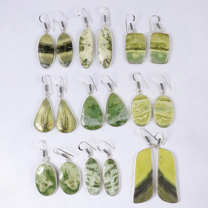 Pendientes de Jaspe Verde Natural al por Mayor, Hechos a Mano, con Piedras Preciosas, Chapados en Plata de Ley 925, Joyería de Moda al por Mayor, Estilo Boho - Product Image 3