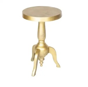 Premium <b>Round</b> Brass Finish Coffee <b>Table</b> with Tripod Base Contemporary Living Room Furniture Decorative Metal <b>Side</b> <b>Table</b> - Product Image 1