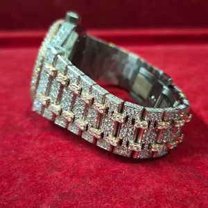 Reloj de Cuarzo Antiguo para Hombre/Mujer, Totalmente Negro, con Moissanita, Acero Inoxidable, Zafiro D VVS1, Correa de Cuero, en Oferta - Product Image 1