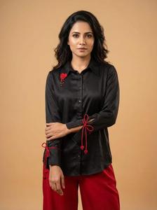 <b>Women</b> Cotton Casual <b>Shirt</b> Comfortable Breathable <b>Shirts</b> with Fancy Collar for Everyday Wear Wholesale Manufacturer India - Product Image 3