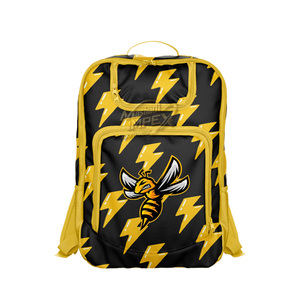 Ensemble de maillot de basketball d'hiver personnalisé par sublimation, avec sac à dos et short, motif abeille et éclair noir et jaune, unisexe adulte, respirant et à séchage rapide - Product Image 6