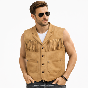 Riding Style Embroidered Polyester/Cotton Motorcycle Biker Vest with Inner Pockets Summer Casual Outer Wear - Product Image 6