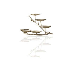 Support de service artistique en or à six compartiments, inspiré des branches, idéal pour l'exposition de chocolats et bonbons, les événements festifs et la mise en scène de tables de réception. - Product Image 2