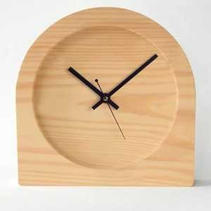 Reloj de Escritorio de Madera con Forma de Cuenco Cóncavo, Reloj de Mesa Redondo Minimalista de Madera Maciza, Reloj de Cuarzo Silencioso para Mesa de Noche - Product Image 2