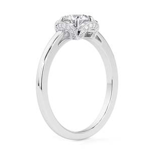 Anillo de compromiso de oro rosa con diamante cultivado en laboratorio de corte redondo, estilo lindo, regalo de cumpleaños para mujer - Product Image 5