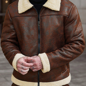 Veste en cuir slim pour homme, best-seller, design personnalisé, taille sur mesure, tissu polaire enduit, logo sur le devant, prix avantageux - Product Image 1