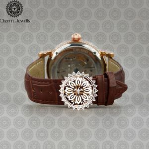 Montre mécanique de luxe pour homme Charm Jewells, boîtier en or rose, bracelet en acier inoxydable, cadran de 40 mm, cristal saphir, design ajouré, 10 bars - Product Image 4