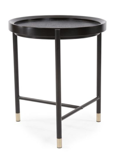 Table basse ronde moderne en métal noir avec plateau d'appoint, durable et facile à nettoyer pour salon et chambre à coucher - Product Image 2