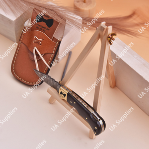 มีดพับดามัสกัสทำมือสั่งทำพิเศษ ด้ามจับตามหลักสรีรศาสตร์ พร้อมซองหนัง สำหรับยุทธวิธี พกพาสะดวก ใช้ล่าสัตว์ MOQ ต่ำ ขายตรงจากโรงงาน - Product Image 6