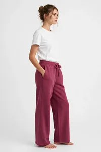<b>Women</b> Dusty Rose Pink Wide Leg Sweatpants High Waist Drawstring <b>Lounge</b> <b>Pants</b> Relaxed Fit Soft Casual Trousers Custom Color Size - Product Image 3