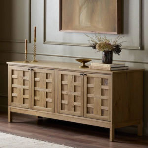 Aparador Moderno de Lujo para Dormitorio y Cocina, Mueble de Esquina para Sala de Estar, Gabinete de Almacenamiento de Madera de Teca con Doble Puerta para Hotel y Hogar - Prabu - Product Image 1