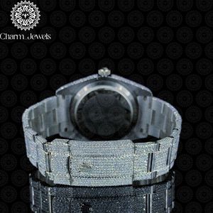 Charm_Jewels Luxury Stainless Steel Round Analog Quartz <b>Watch</b> 38mm Sapphire Crystal Folding Clasp Women - Product Image 3