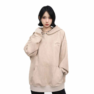 เสื้อฮู้ดดี้ผ้าฝ้ายคุณภาพสูง ปักลายนูน พร้อมปักโลโก้ตามสั่งสำหรับผู้หญิง สไตล์สตรีทแวร์ - Product Image 1