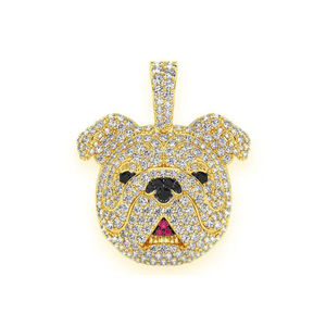 SHRAMAN JEWELS Colgante Personalizado de Plata 925 Bañado en Oro con Cabeza de Bulldog y Diamante Cultivado de 1.66ct, Estilo Hip Hop - Product Image 1