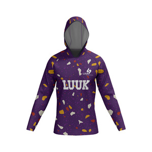 Custom Printed Logo Hooded Long Sleeve Basketball Shooter Shirt Geometric Pattern Moisture Wicking Unisex Basketball Wear Shirt - Product Image 2