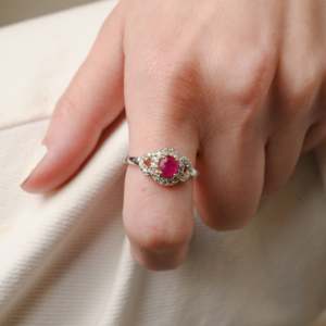 14K White <b>Gold</b> Ruby and Diamond Statement <b>Ring</b> - Product Image 1