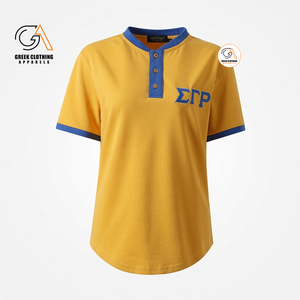 Ropa Griega, Camiseta Polo Sigma Gamma Rho Azul y Amarilla Bordada, 100% Algodón Ecológico de Secado Rápido, Corte Regular, Manga Corta - Product Image 2