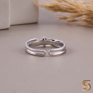 Anillo de Moissanita con Abertura de Oro 10K y Plata 925, Banda Apilable Minimalista con Diseño Cruzado en Espiral, Joyería para Mujer - Product Image 6