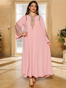 Abaya, Vestido de Fiesta para Mujer, Bordado, Musulmán, Modesto, Vestidos Eid, Jalabiya, Túnica Larga, Ramadán, Marruecos, Dubái, Caftán, Vestidos Abayas - Product Image 5