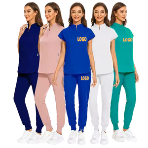 Uniformes Médicos de Lona para Hospital, con Logotipo Personalizado, Resistentes al Agua, Elásticos, Unisex, Cuello Alto, Conjuntos de Manga Corta - Product Image 3