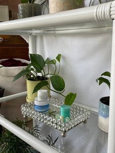 Rectangular Metal <b>Storage</b> <b>Tray</b> With Crystal Edges Polished Finish Modern Design For Table Use - Product Image 3