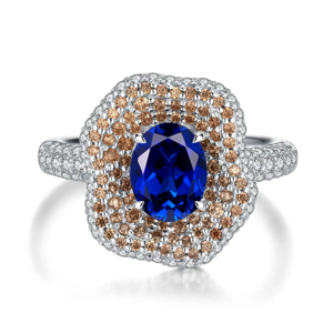 Anillo de Compromiso de Lujo para Mujer, Oro de 18K con Zafiro, Corte Ovalado, Joyería Fina - Product Image 1