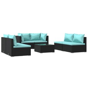 Set Lounge da Giardino Nero e Blu Acqua - Product Image 2
